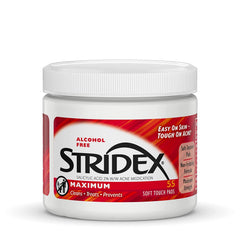 Stridex tapa abatible abierta mostrando conservación de humedad y practicidad