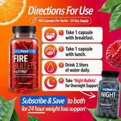 stripfast5000 ingredientes Fire Bullets mostrando té verde y cayena
