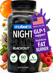 stripfast5000 envase Night Bullets frontal mostrando cápsulas y beneficios
