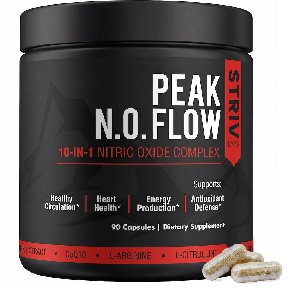 STRIVLABS Peak Flow frasco frontal mostrando presentación y confianza