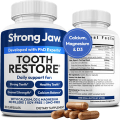 Strong Jaw envase frontal que muestra 180 cápsulas y confianza