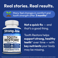 Strong Jaw producto junto al cepillo en baño para integración diaria