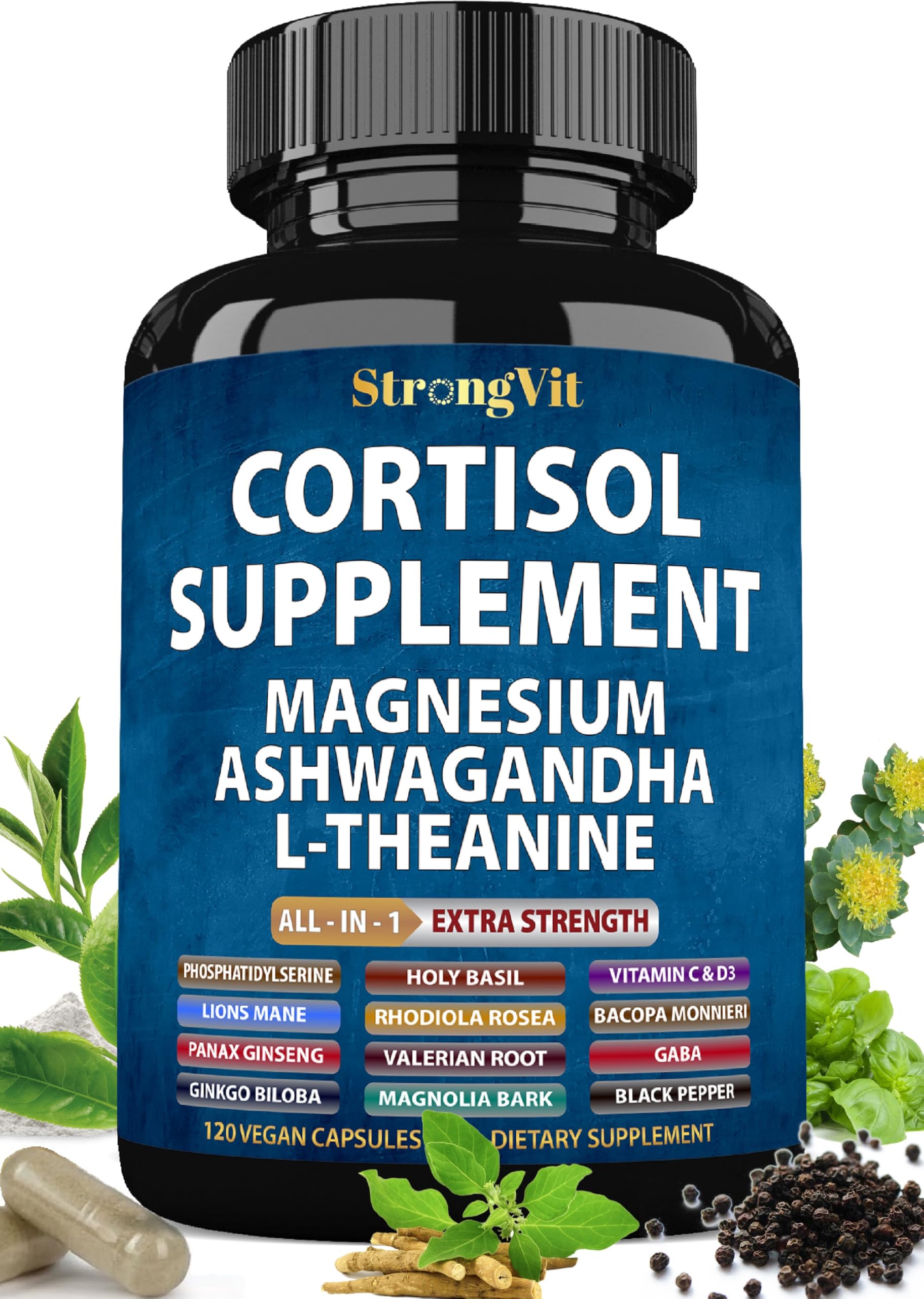 StrongVit frontal del producto mostrando la etiqueta y beneficios