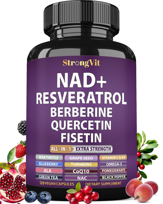 StrongVit frontal del envase mostrando el nombre y beneficios en la etiqueta