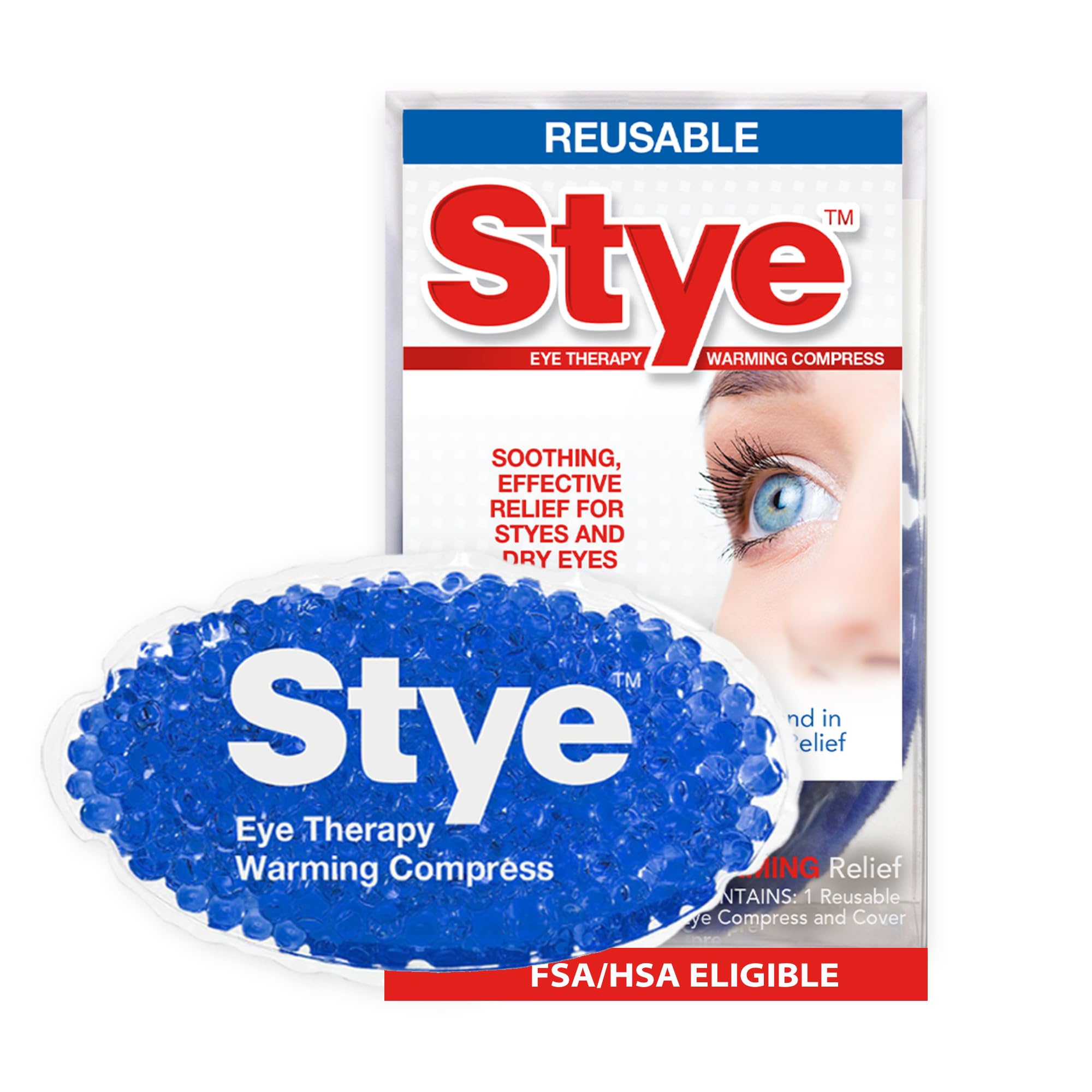 Stye compresa frontal del empaque mostrando instrucciones claras y beneficio calmante