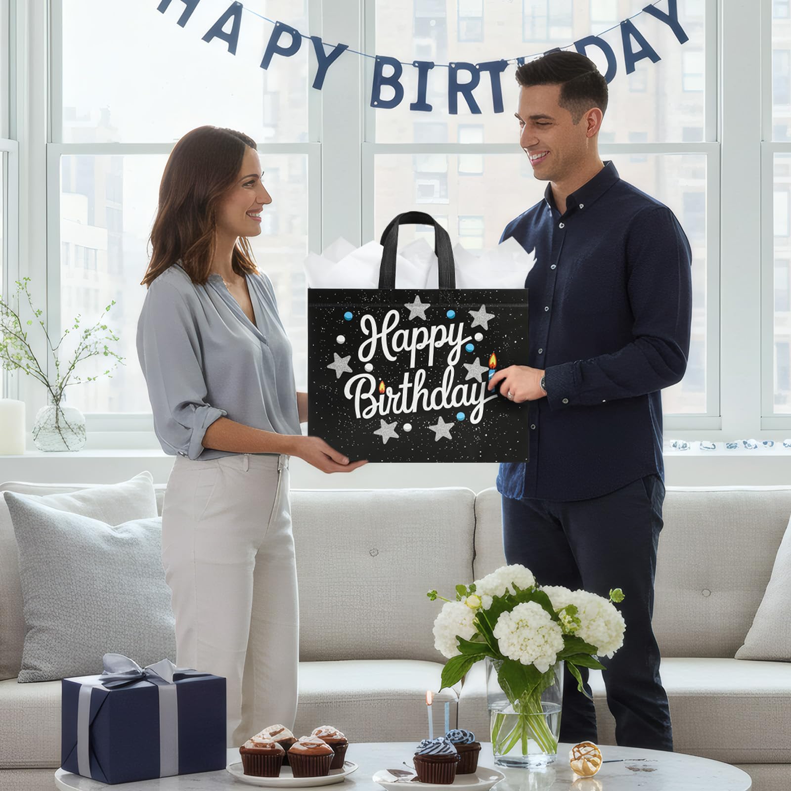 STYPOP bolsa en mesa de fiesta mostrando cómo mejora la presentación