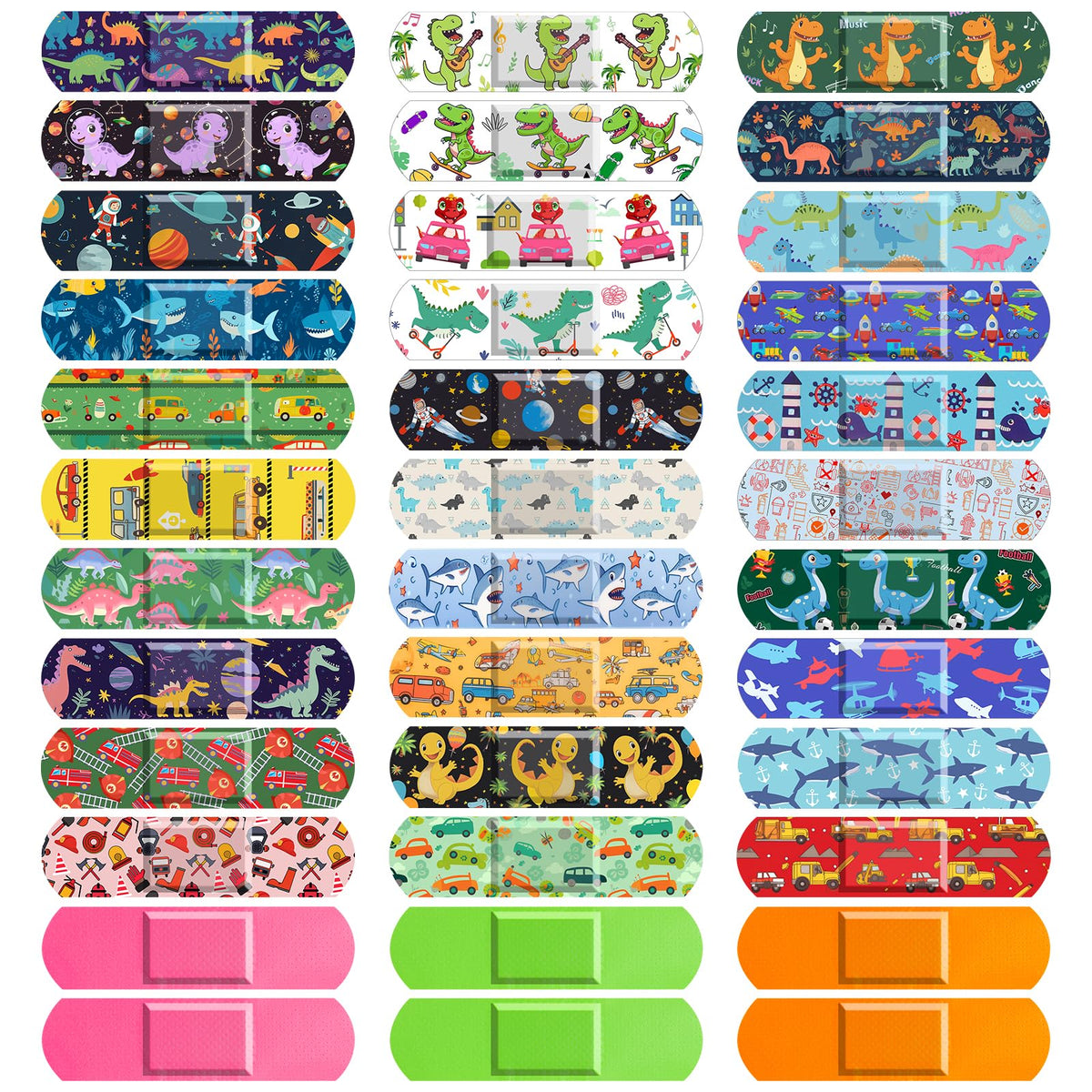 Sublaga empaque frontal mostrando 300 vendajes y 33 diseños para niños