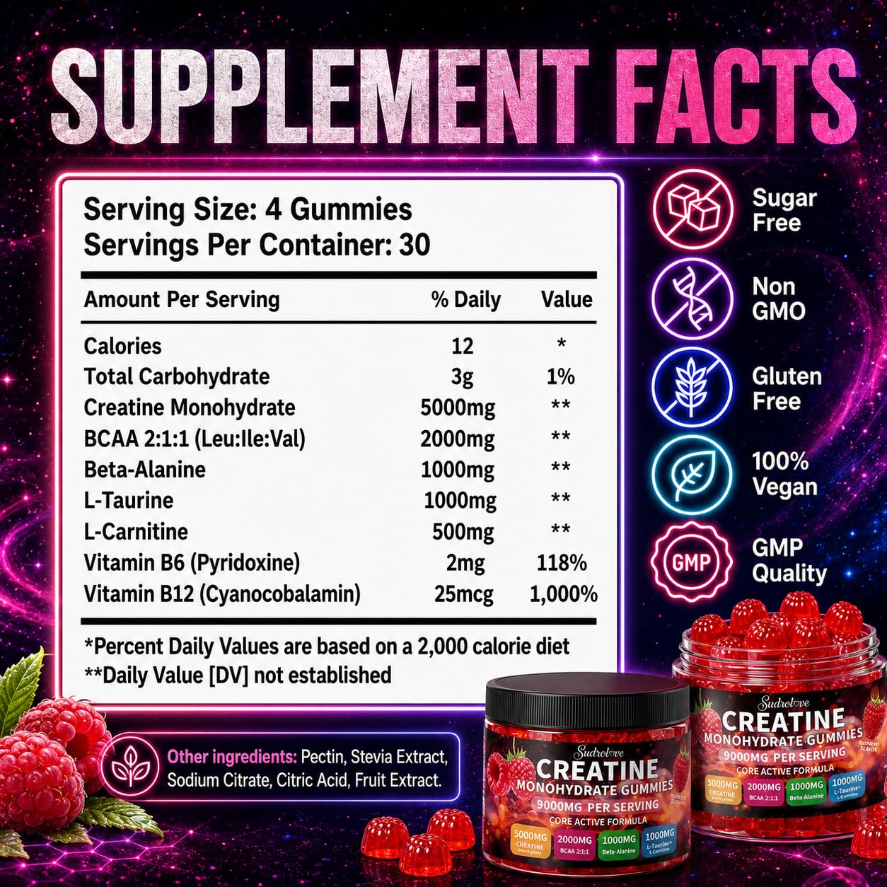 sudrolove primer plano frambuesa, sabor atractivo y natural