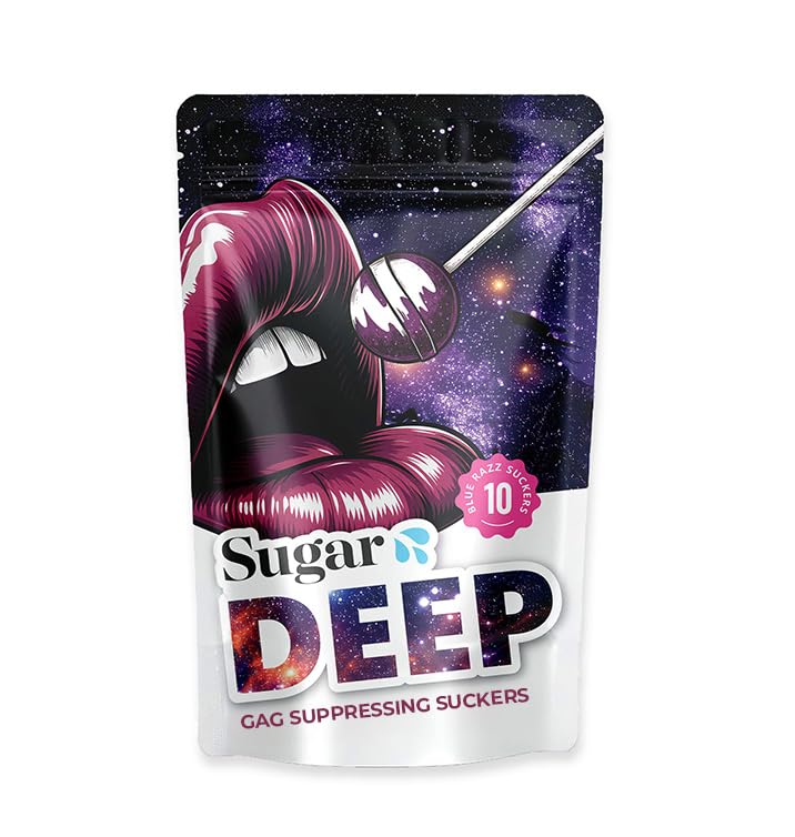 SUGAR SPLASH DEEP pack frontal mostrando 10 chupetines y beneficio de uso rápido