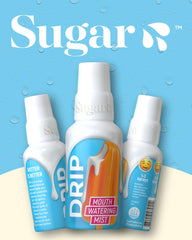 SUGAR SPLASH persona usando DRIP durante viaje aporta comodidad y frescura en movimiento