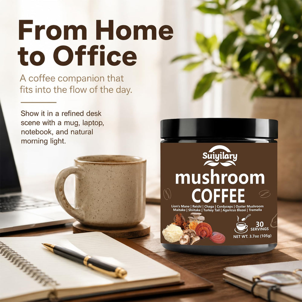 Suiyilary granos Arabica al lado del polvo, sabor de café real