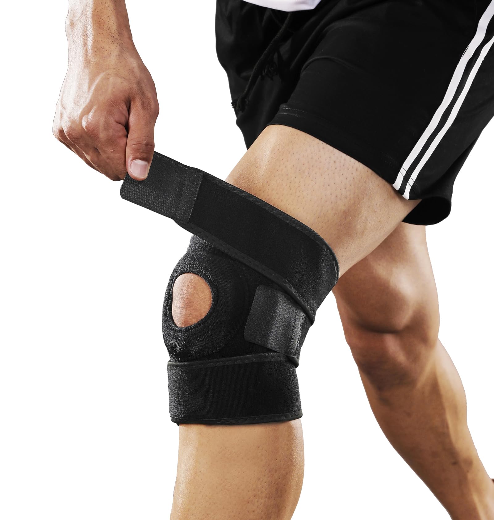 SUJAYU rodillera frontal mostrando ajuste y soporte para actividad