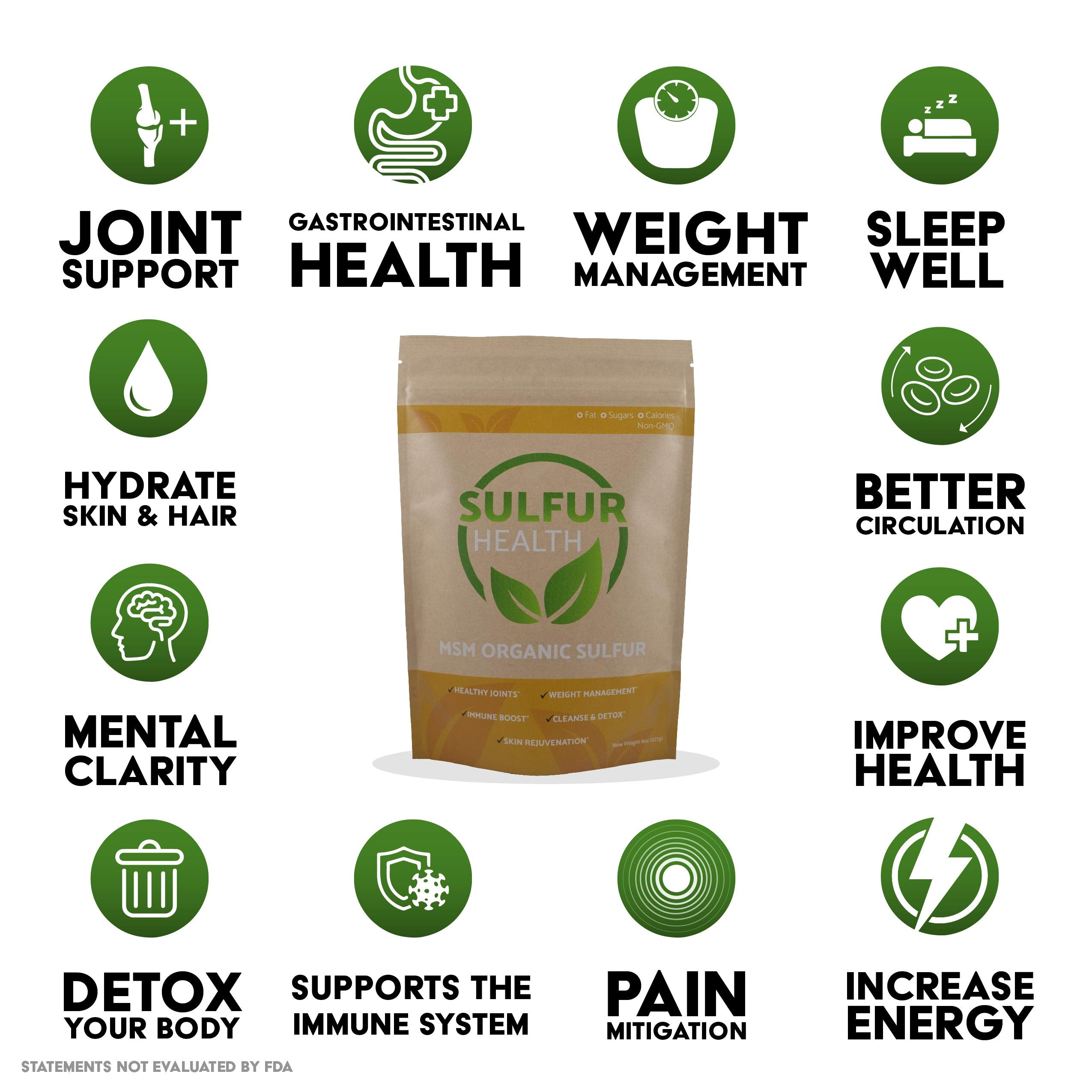Sulfur Health polvo mezclado en batido, consumo práctico diario