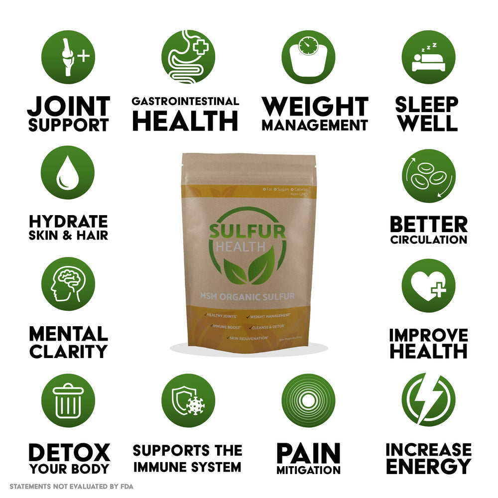 Sulfur Health polvo mezclado en batido, consumo práctico diario