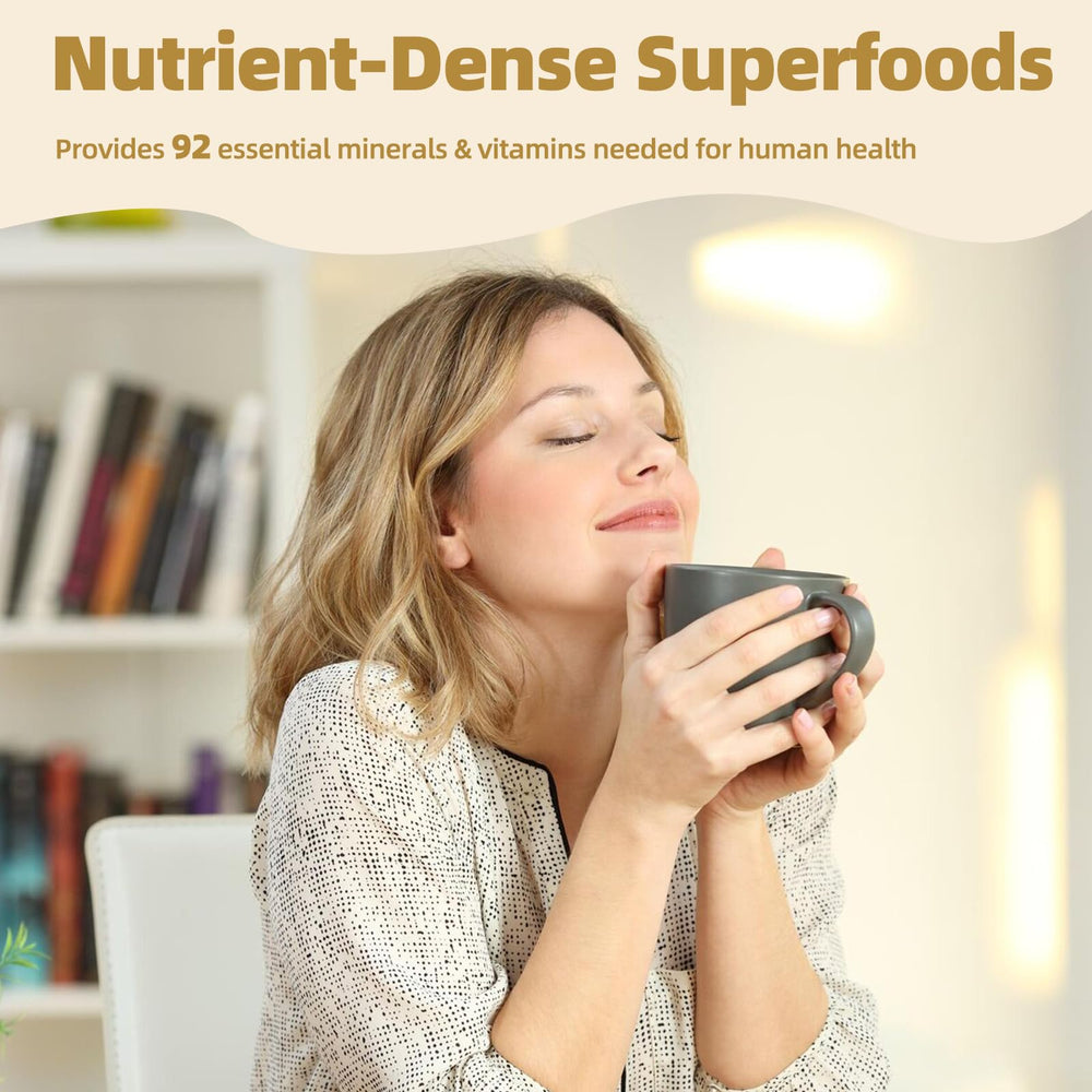 Ingredientes SumDIP dispuestos: sea moss, ashwagandha y shilajit, evidencia de mezcla 16 en 1