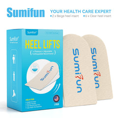 Caja beige de Sumifun abierta con alzas y manual de uso visible