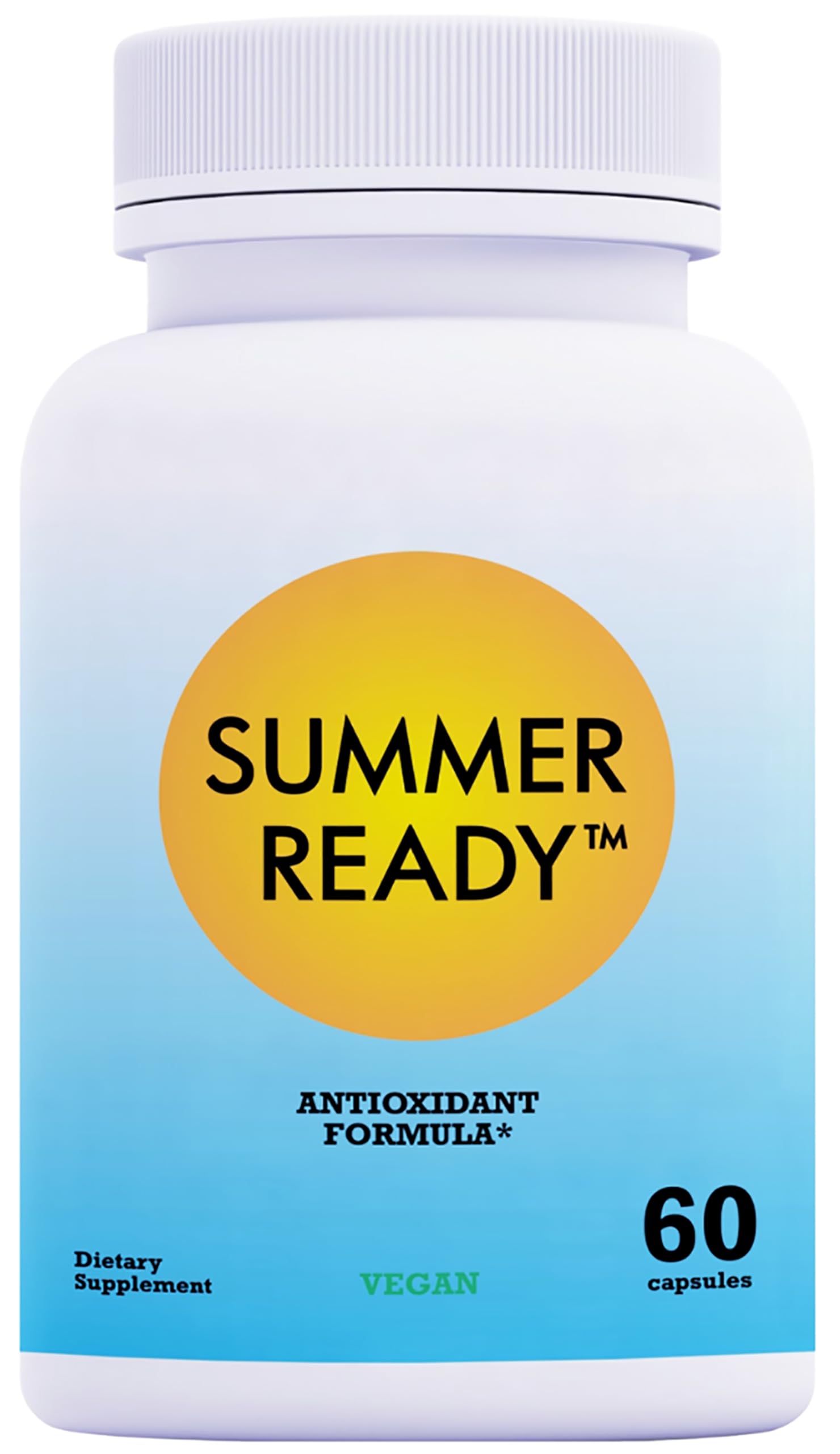 Summer Ready frasco delantero mostrando etiqueta y beneficios visibles