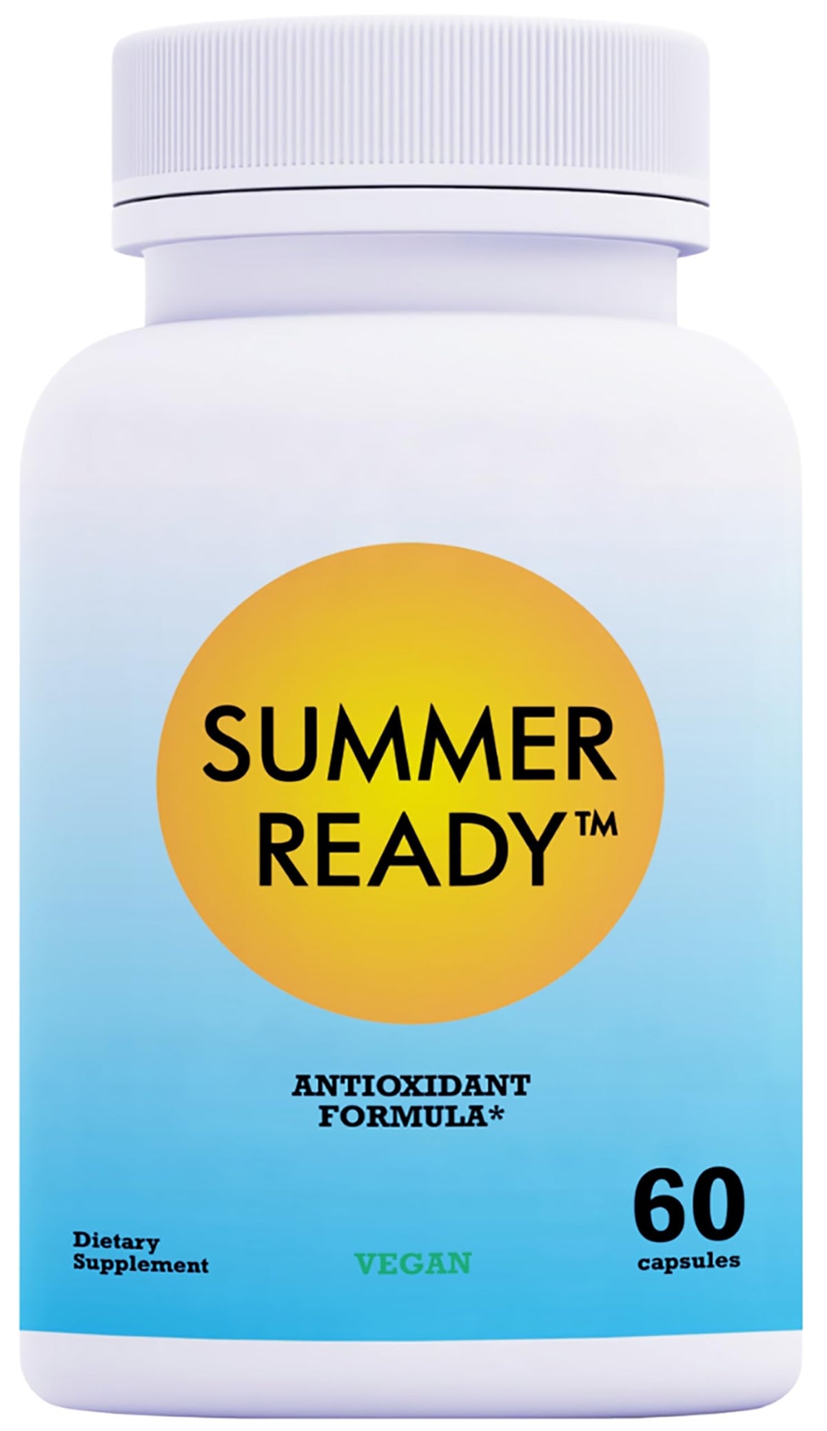 Summer Ready frasco delantero mostrando etiqueta y beneficios visibles