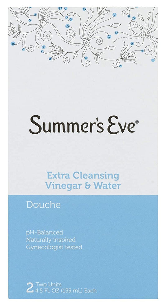 Summer's Eve frontal del envase mostrando etiqueta y beneficio limpieza