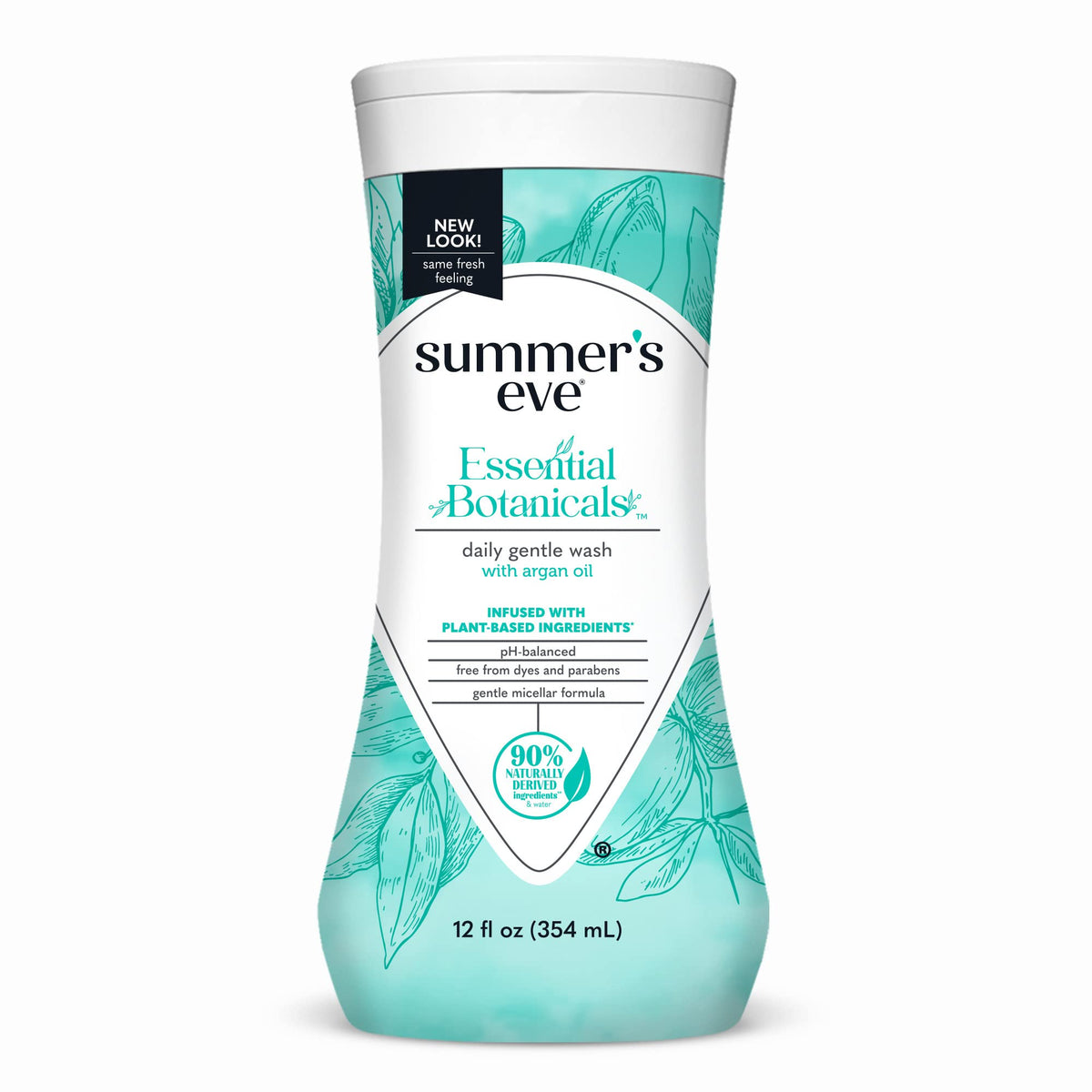 Summer's Eve envase frontal con aceite de argán que muestra frescura