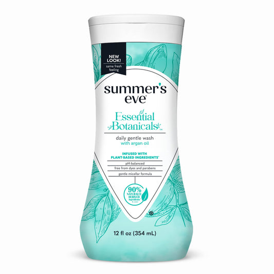 Summer's Eve envase frontal con aceite de argán que muestra frescura