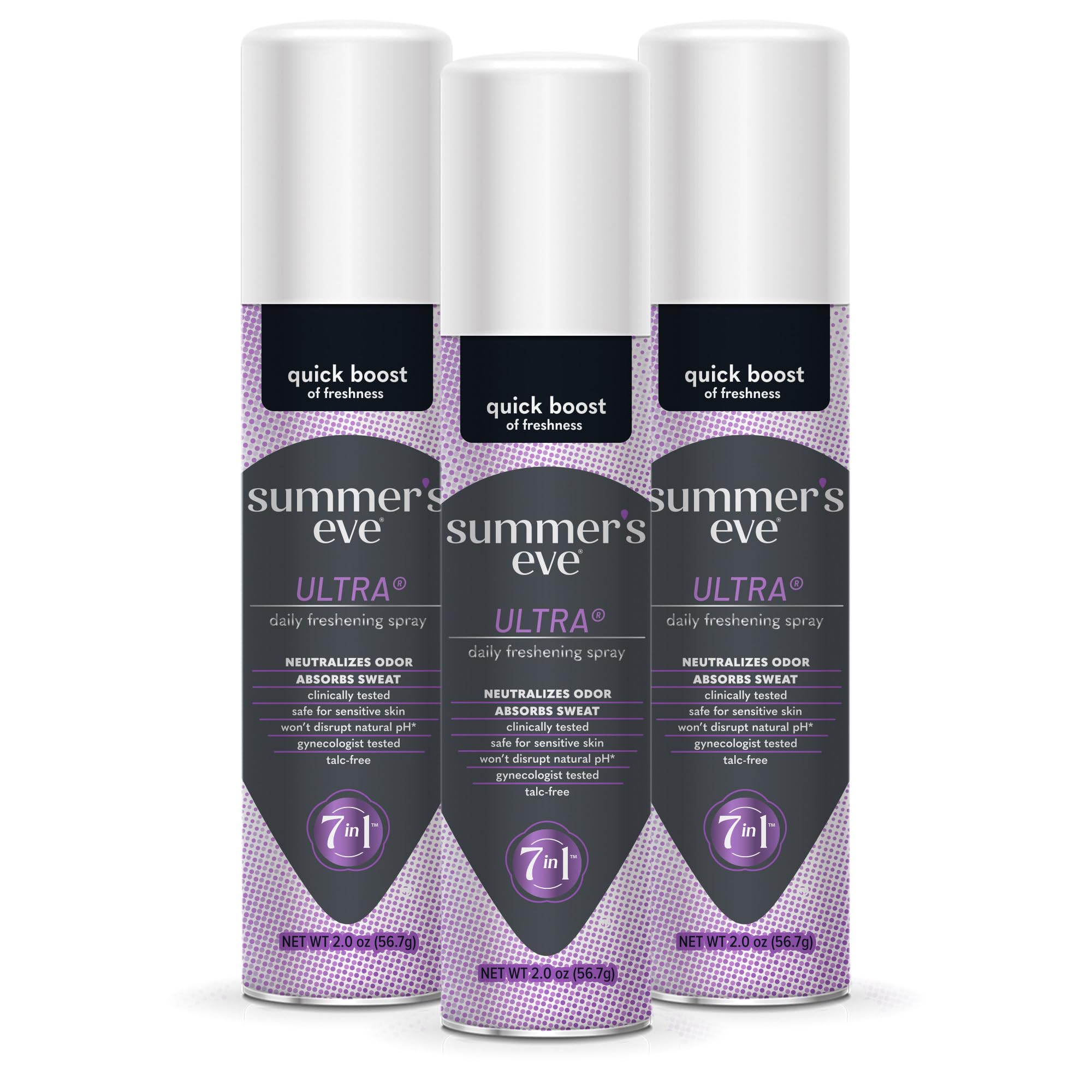 Summer's Eve envase frontal mostrando el pack de 3 para transporte y frescura