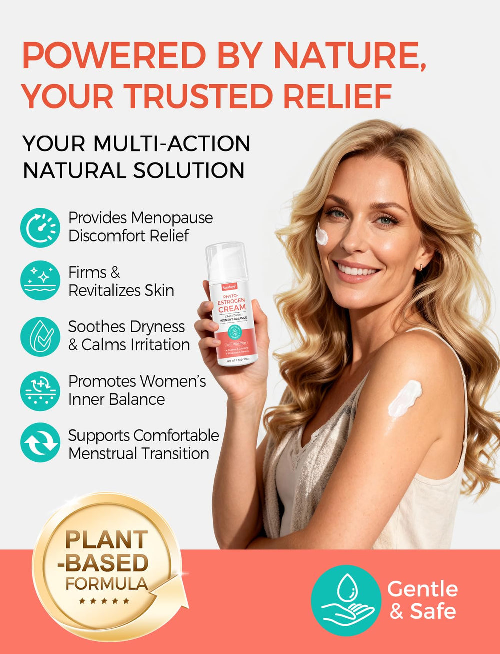Sumrheya crema aplicada en el rostro para suavizar y calmar piel seca