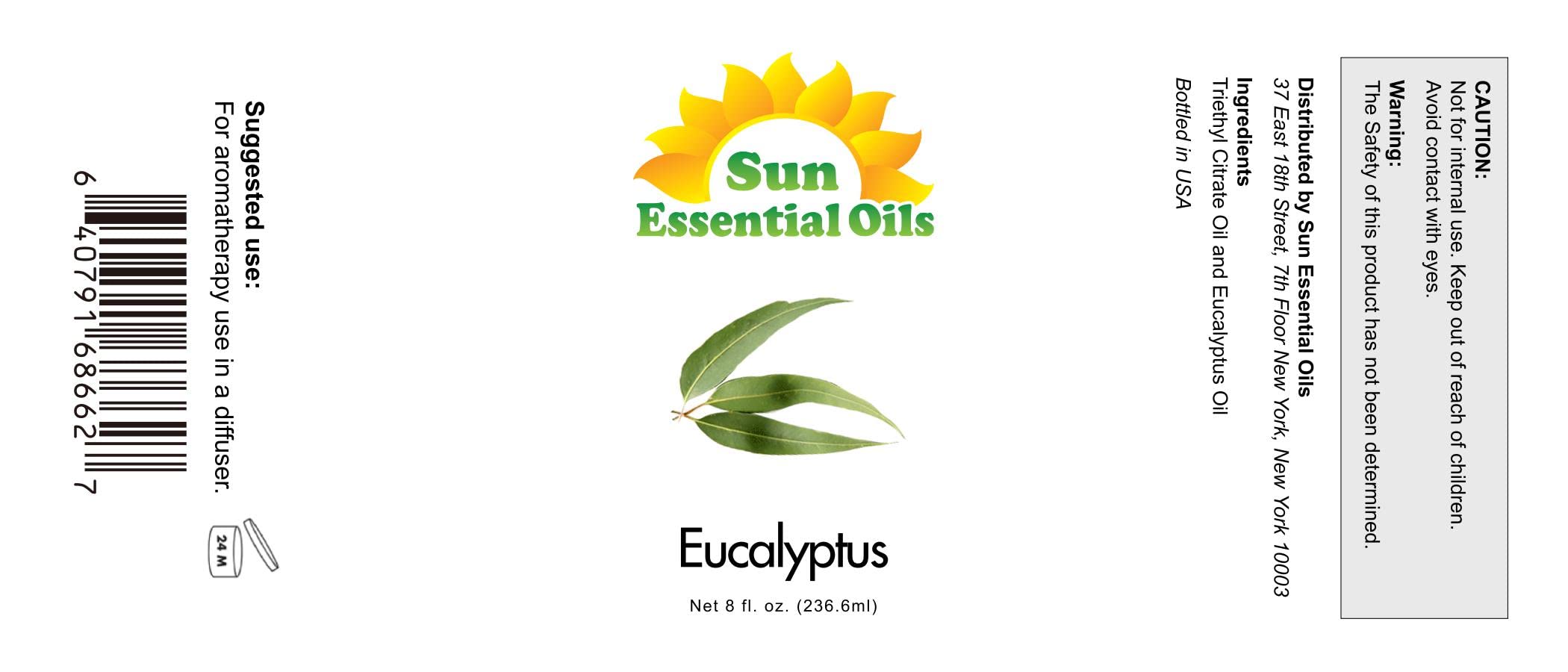 Sun Essential Oils eucalyptus oil for diffuser creates crisp, spa-like ambiance.