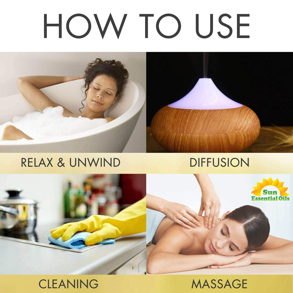 Sun Essential Oils junto a una regla para comparar tamaño 16 oz, ideal para usuarios frecuentes