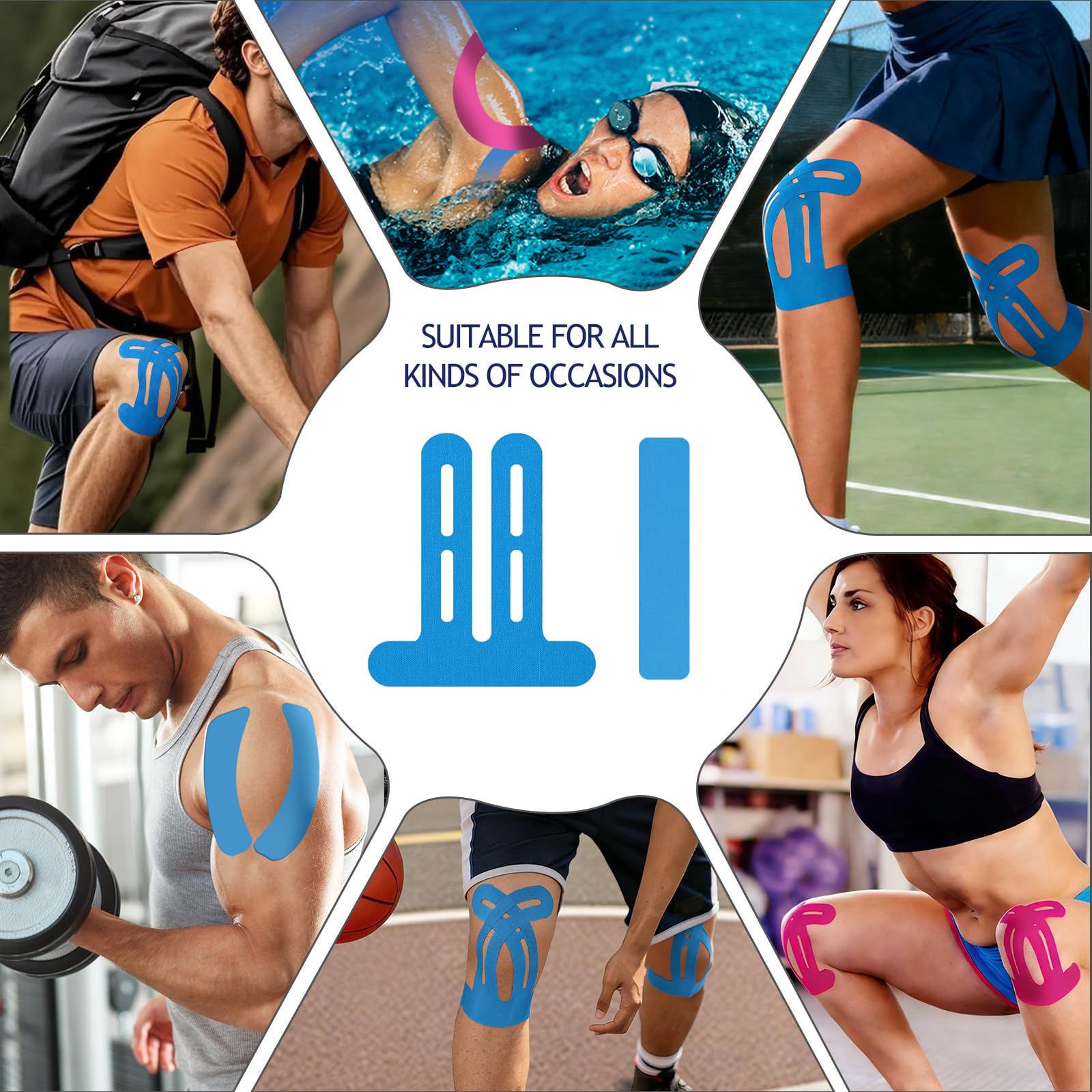 sunanday comparación de tamaño de tiras para rodilla y hombro
