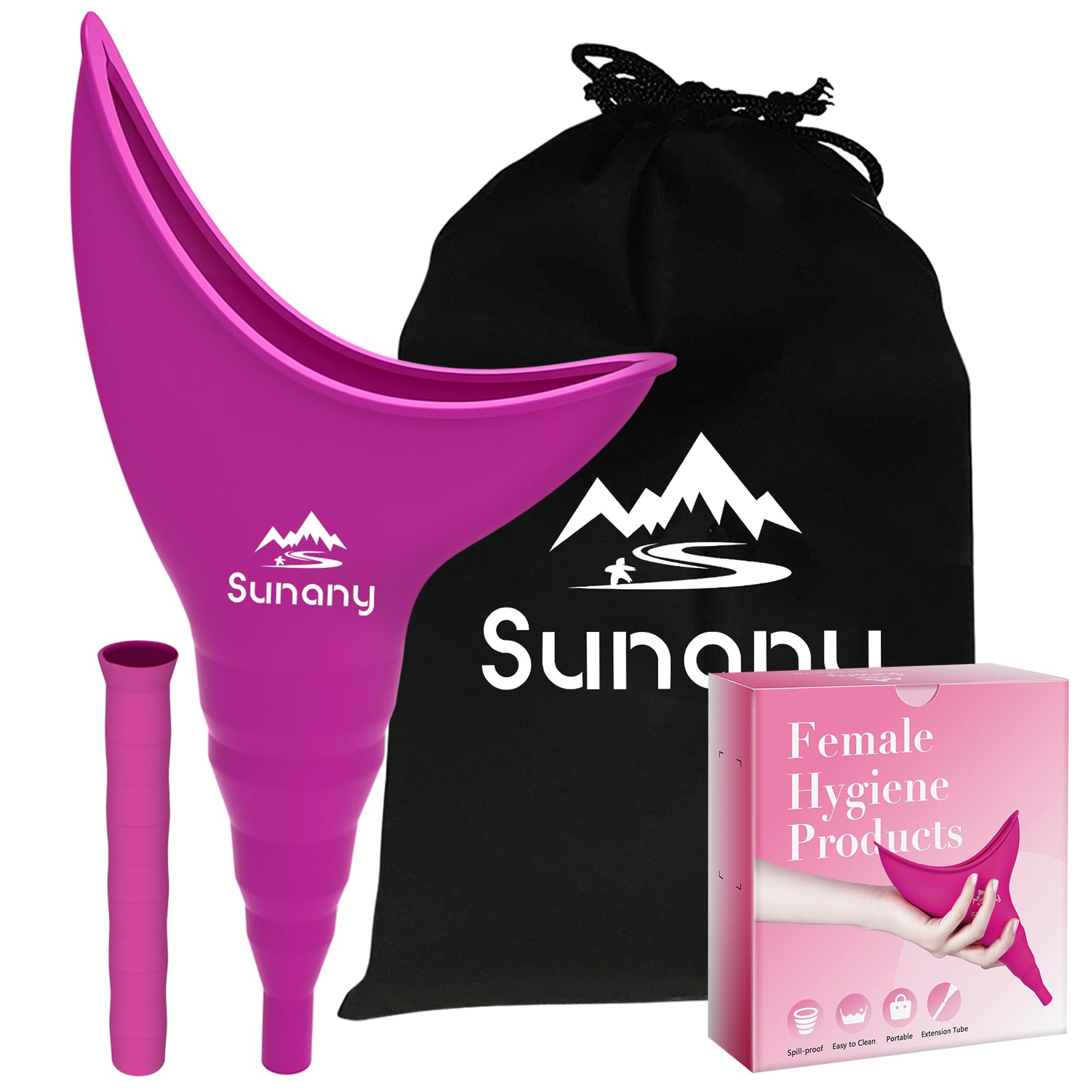 Sunany embudo frontal fucsia mostrando forma ergonómica y fácil transporte