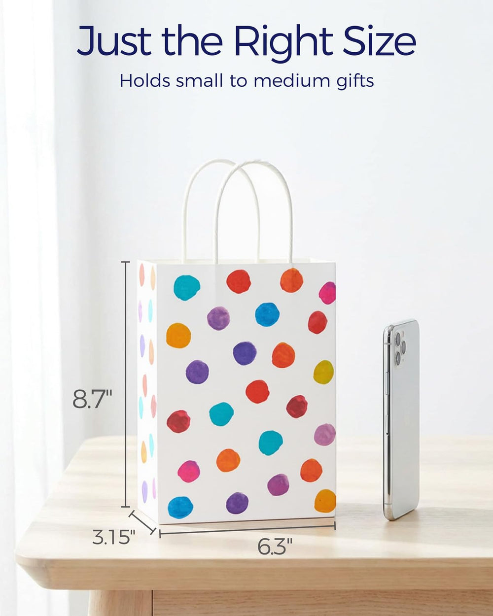 SUNCOLOR bolsa abierta con regalo dentro demostrando capacidad adecuada