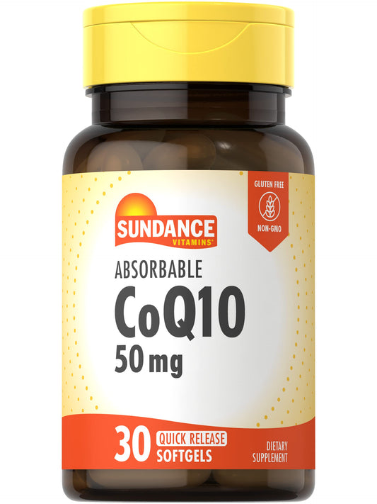 Sundance CoQ10 50 mg, botella de cápsulas suaves para energía diaria