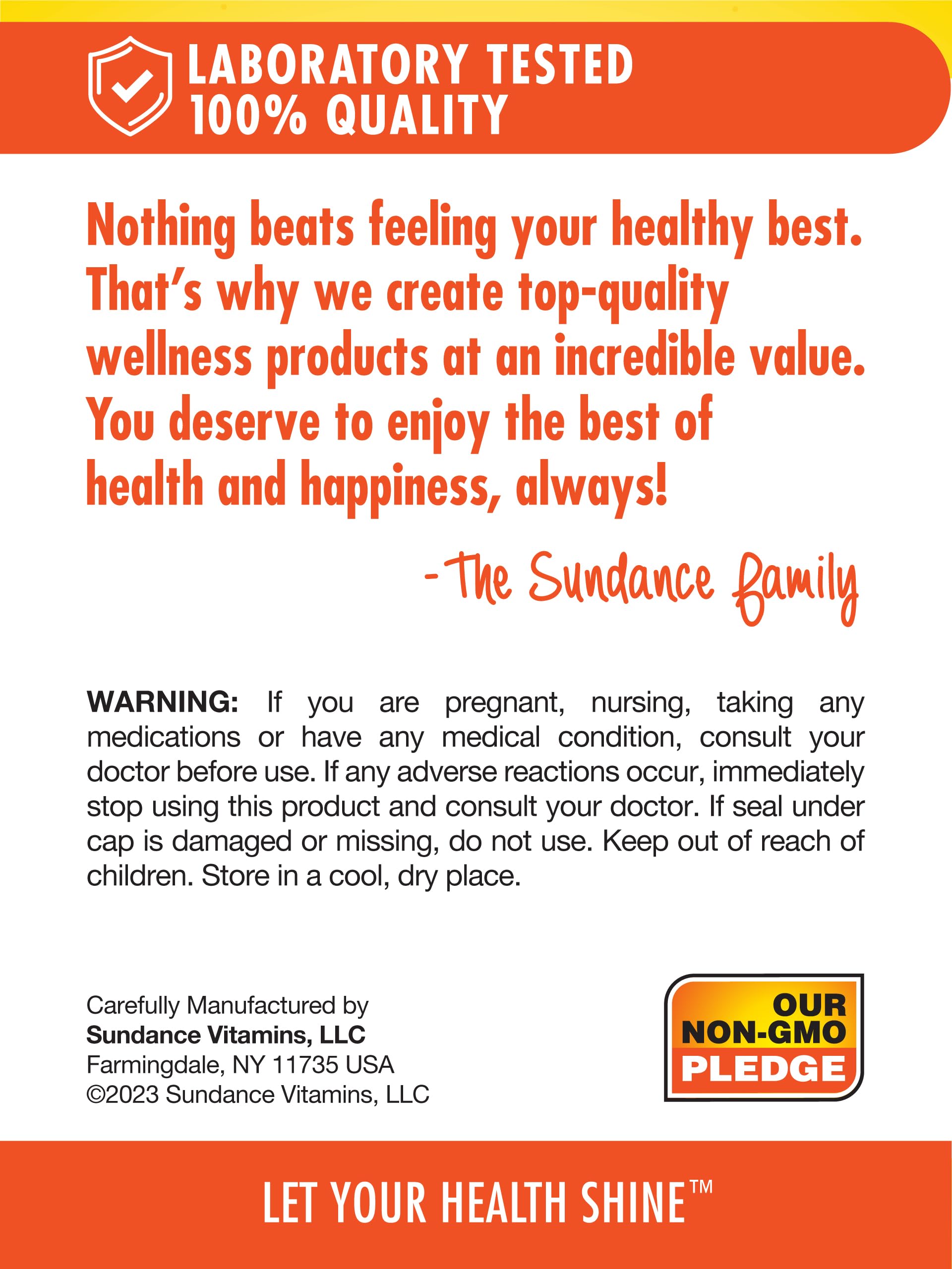 Lista de ingredientes de Sundance CoQ10 50 mg con pimienta negra