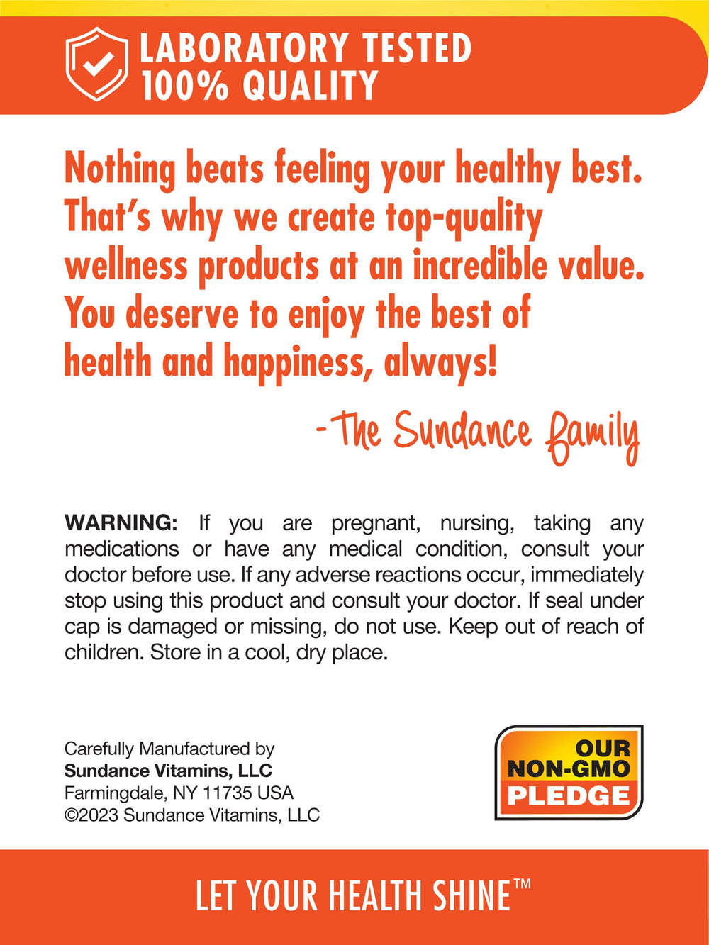 Lista de ingredientes de Sundance CoQ10 50 mg con pimienta negra