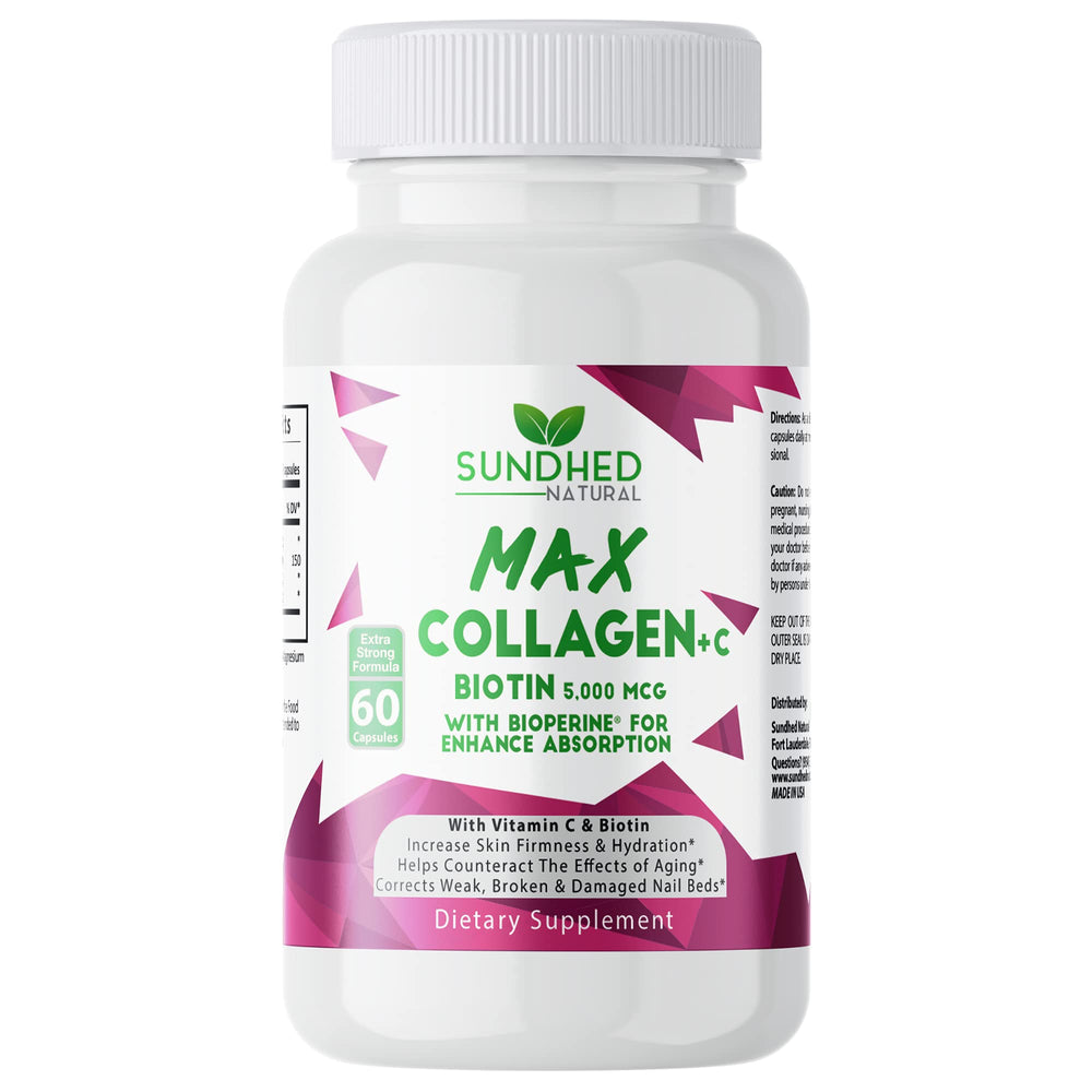 Sundhed Natural Max Collagen Plus C envase capsulas para piel más hidratada