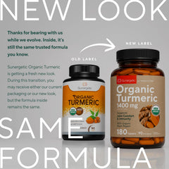 Sunergetic etiqueta con sello USDA Organic y garantía