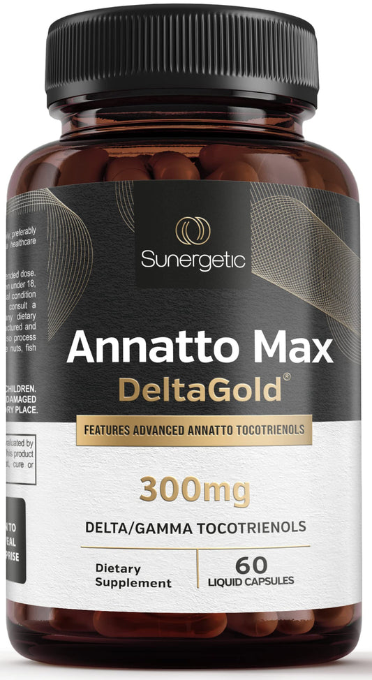 Sunergetic frasco delantero DeltaGold mostrando el envase y beneficio antioxidante