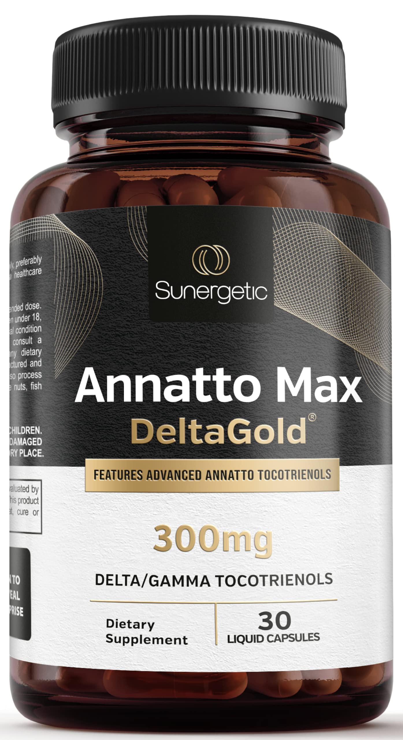 Sunergetic frente del empaque mostrando tocotrienoles y beneficio antioxidante