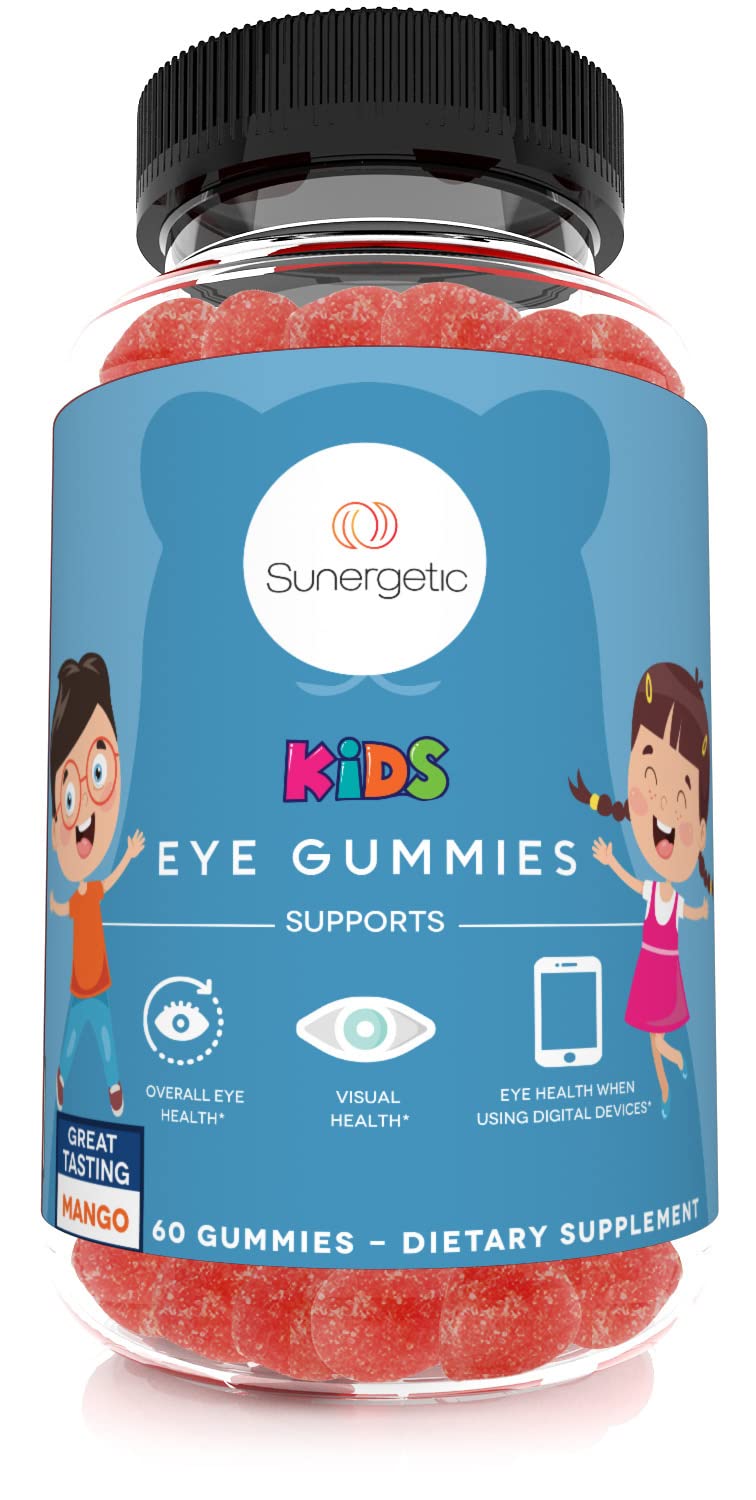 Sunergetic gominolas para ojos de niños, sabor mango, apoyo visual diario.