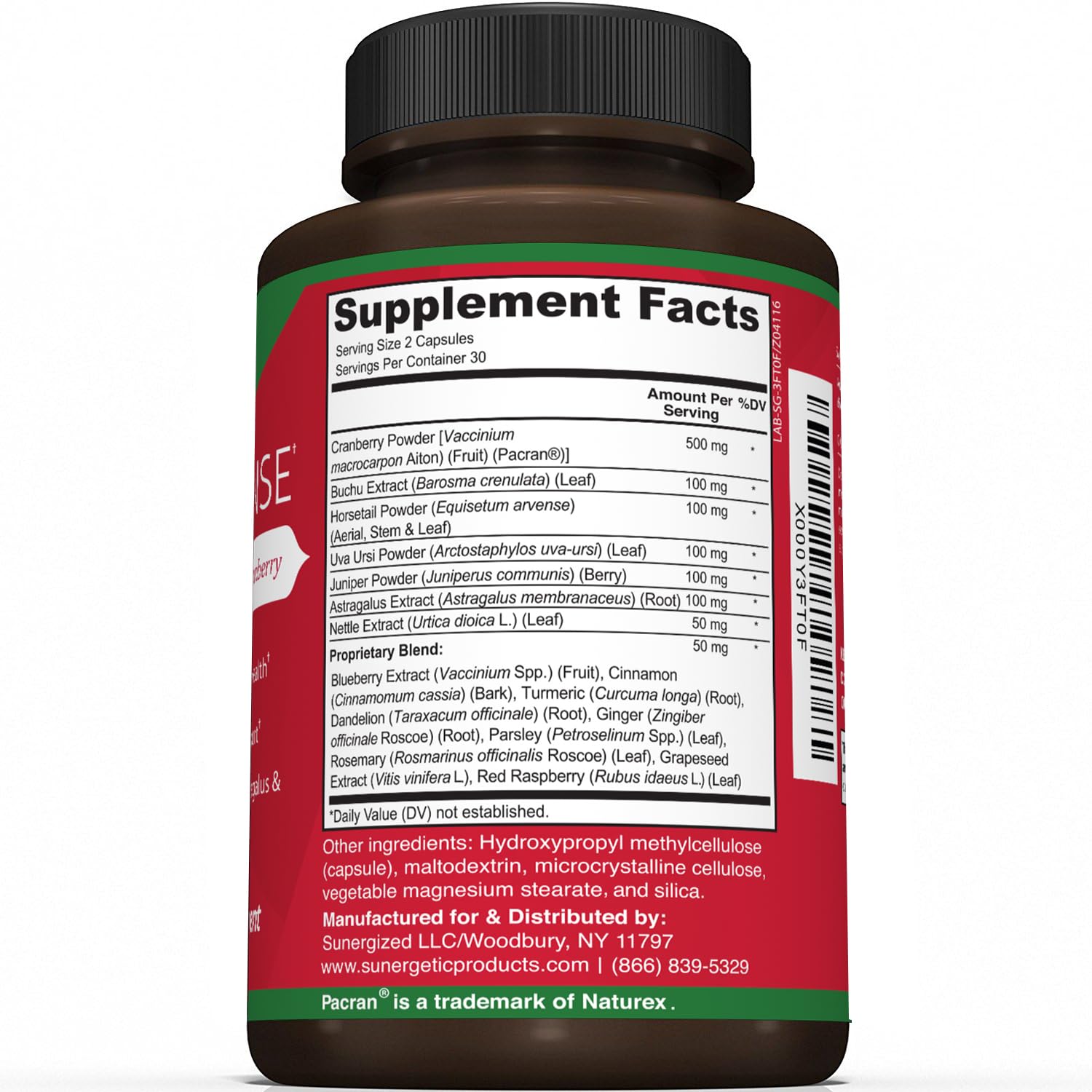 Sunergetic Limpieza renal premium cápsulas: cápsulas fáciles de tragar para uso diario.