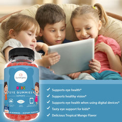 Sunergetic gomitas sabor mango para cuidado ocular infantil.