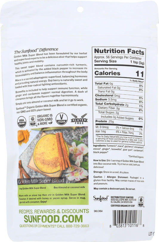 Detalle de textura en polvo de Sunfood Superfoods, revela mezcla fina y fácil disolución