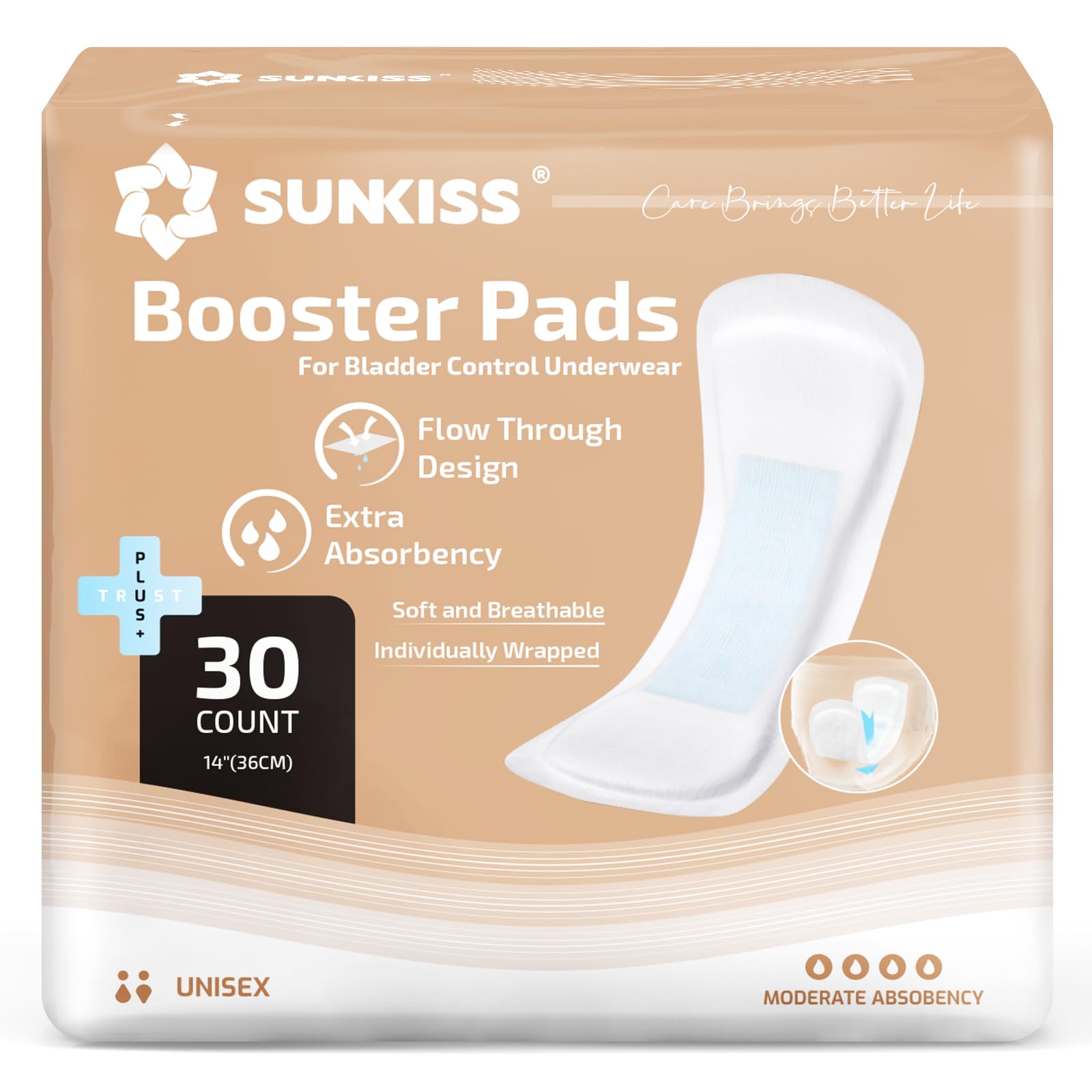 SUNKISS almohadilla frontal en paquete mostrando protección extra