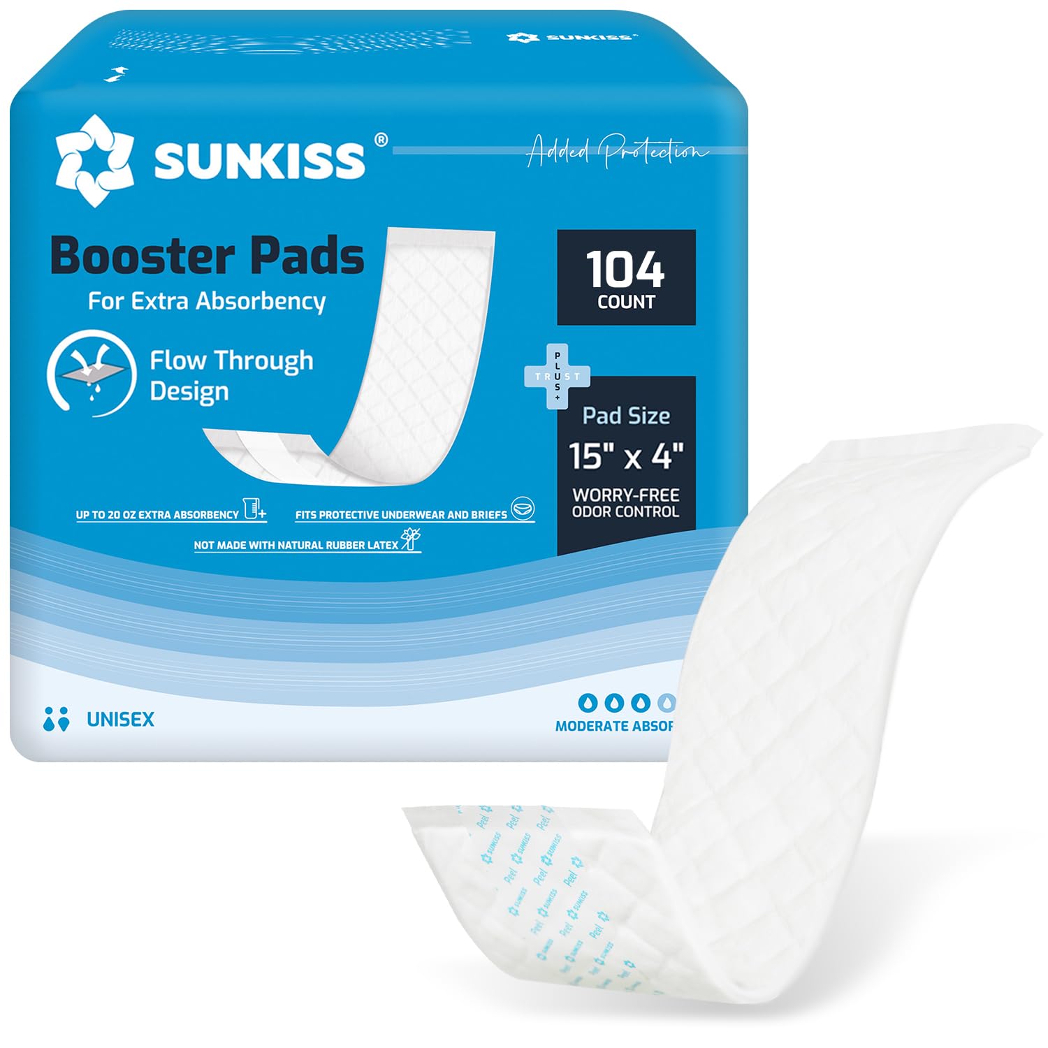 SUNKISS empaque frontal mostrando 104 unidades y ventaja de absorción