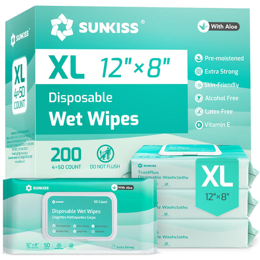 SUNKISS pack frente muestra 200 toallitas durable y práctico
