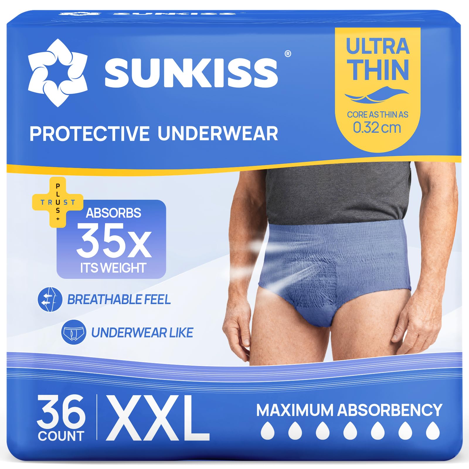 SUNKISS empaque frontal azul con 36 unidades muestra protección discreta