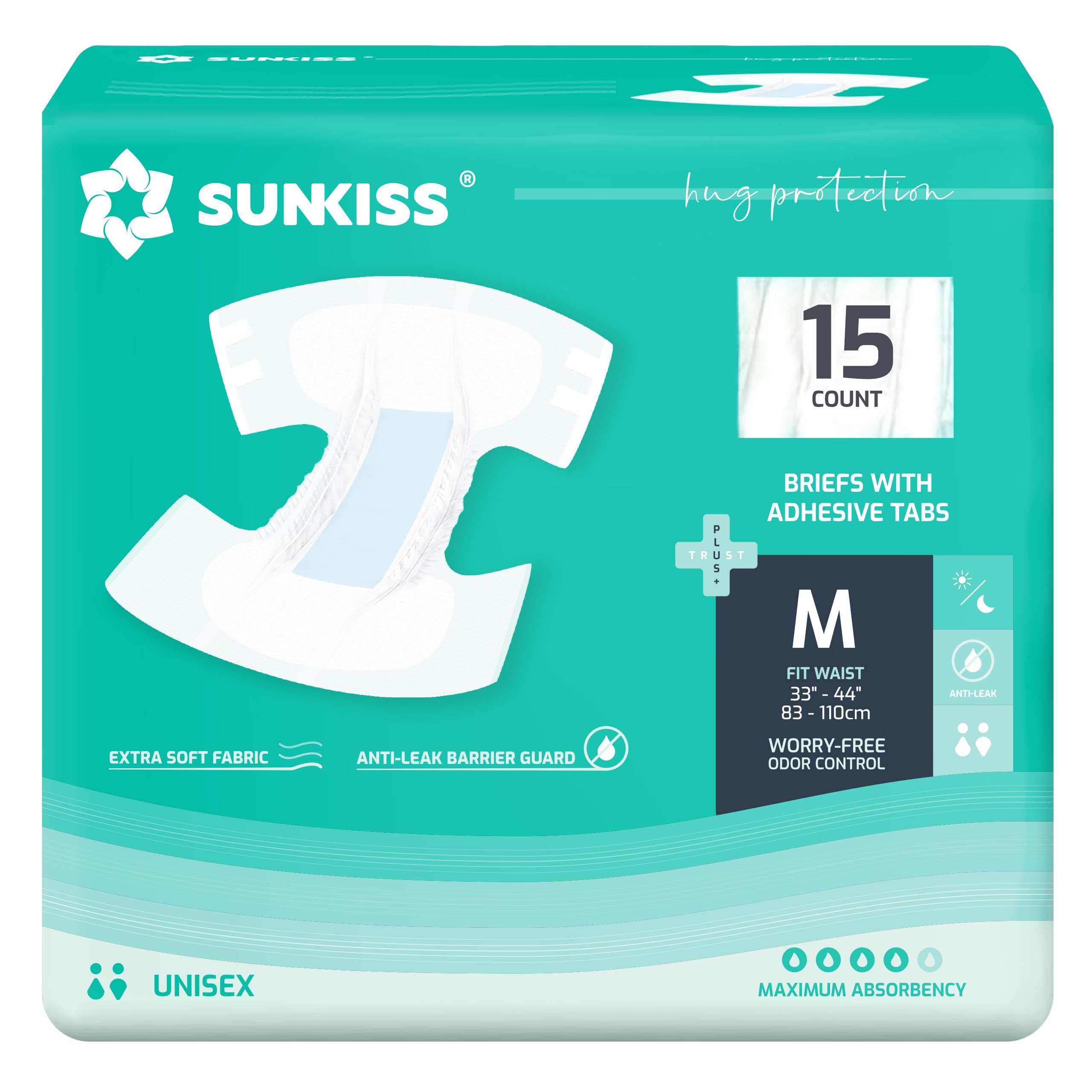 SUNKISS TrustPlus empaque frontal mostrando 15 unidades y beneficio de protección