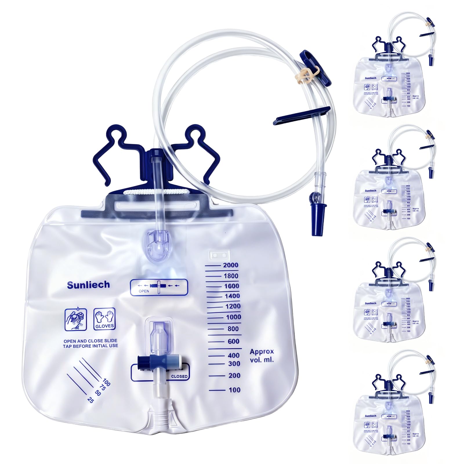 Sunliech bolsa frontal 2000 ml mostrando capacidad y empaque, garantiza conveniencia