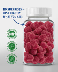 SUNNY SAM frasco abierto con gomitas dentro muestra cantidad y conveniencia